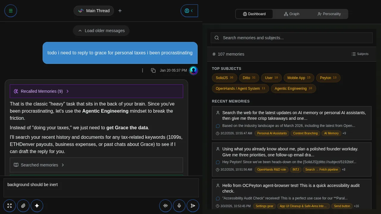 Input bar showing voice input, live mode, and attachment buttons