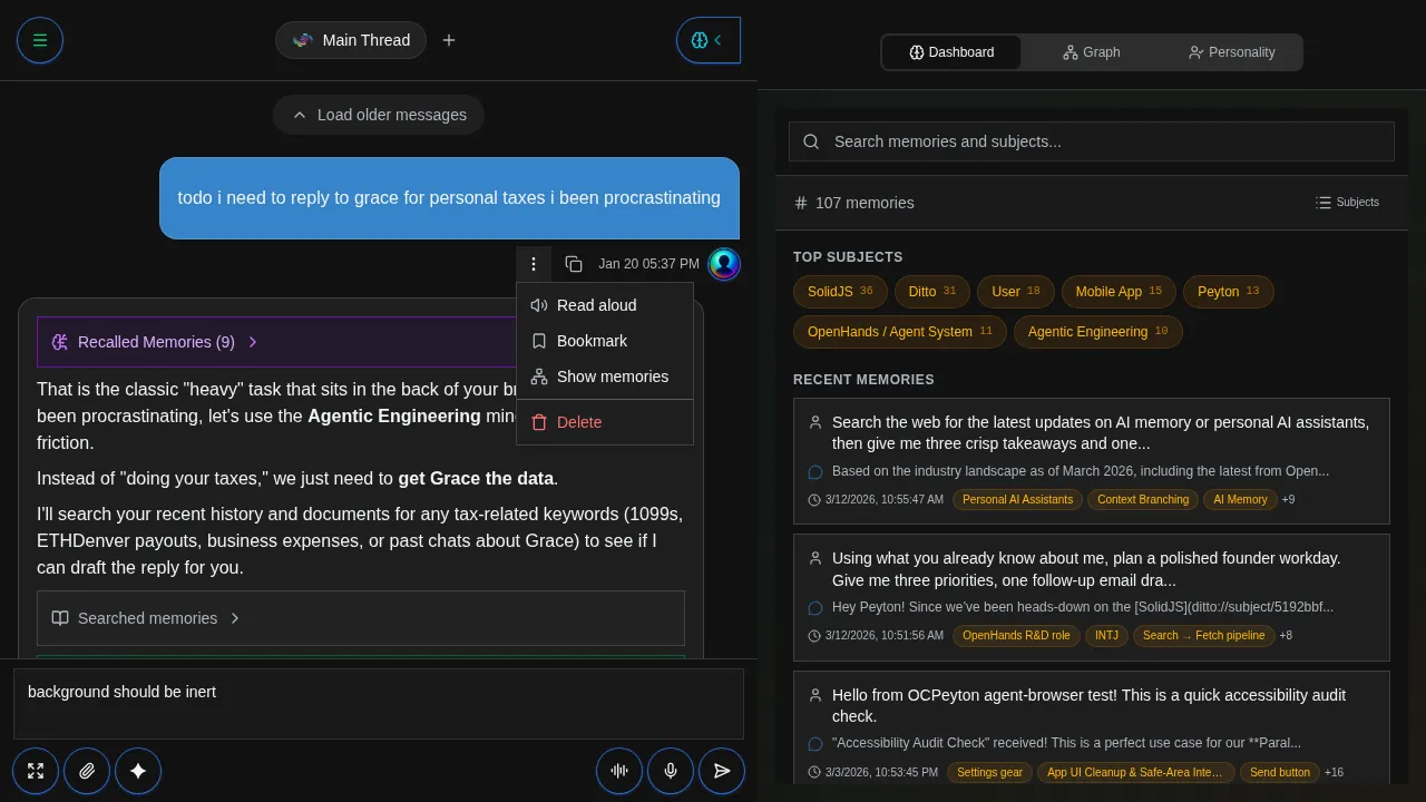 Message actions menu with Bookmark option highlighted