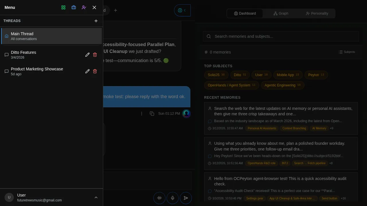 Threads sidebar showing the thread list with Main Thread and named threads