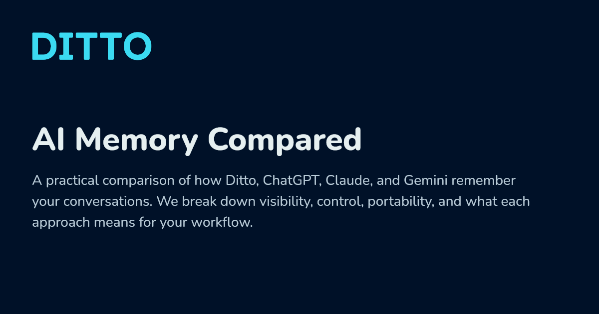 AI Memory Compared: How Ditto, ChatGPT, Claude, and Gemini Handle Long ...