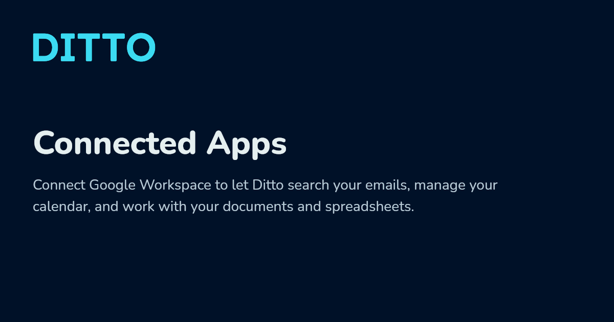 Connected Apps - Ditto Docs