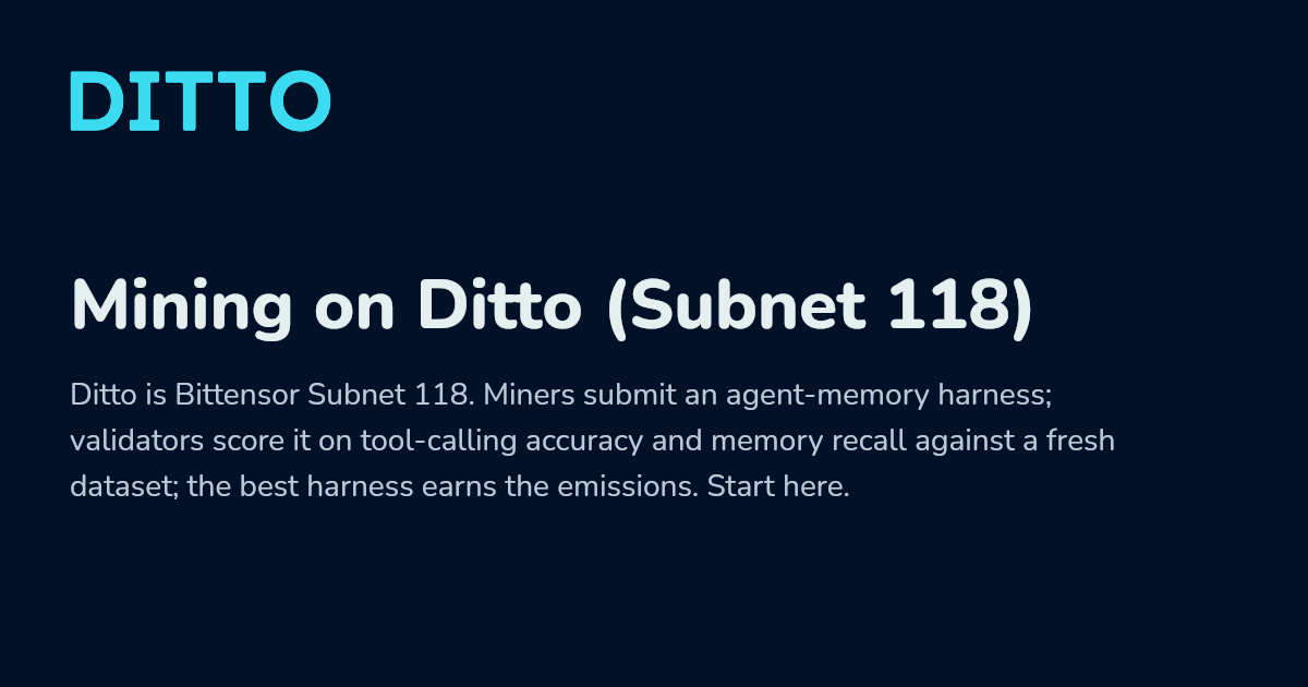 Mining on Ditto (Subnet 118) - Ditto Docs